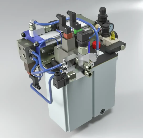 Hydro-Pneumatic Control Unit with Integrated Air/Oil Accumulator